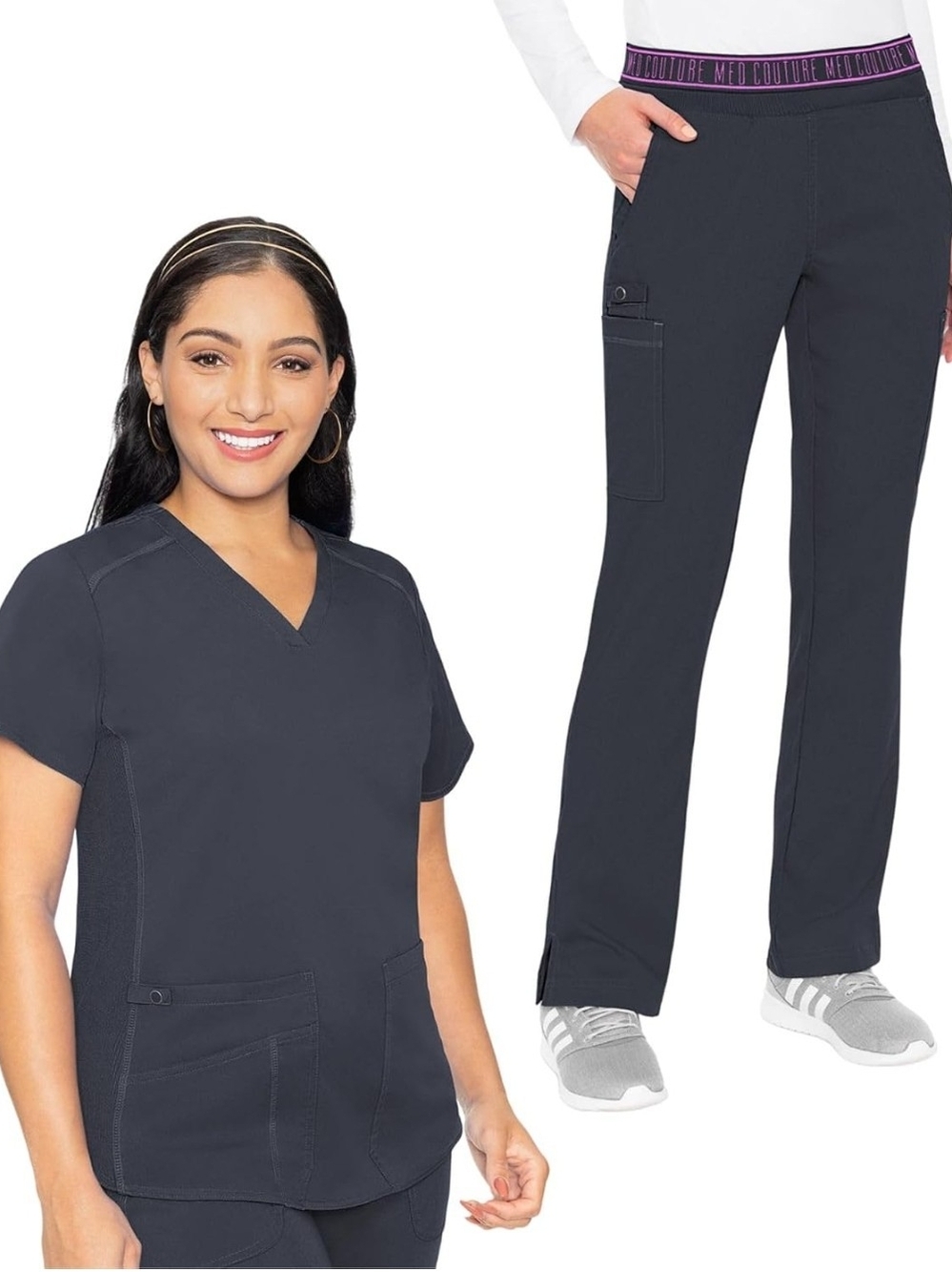 Women’s Pewter Gray Scrub Set, Size 2X